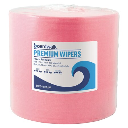 Boardwalk Wipes, Red, Hydroentangled Wood-Pulp; Polypropylene, General Purpose, 12" x 13", 12" W. x BWKP080JPR